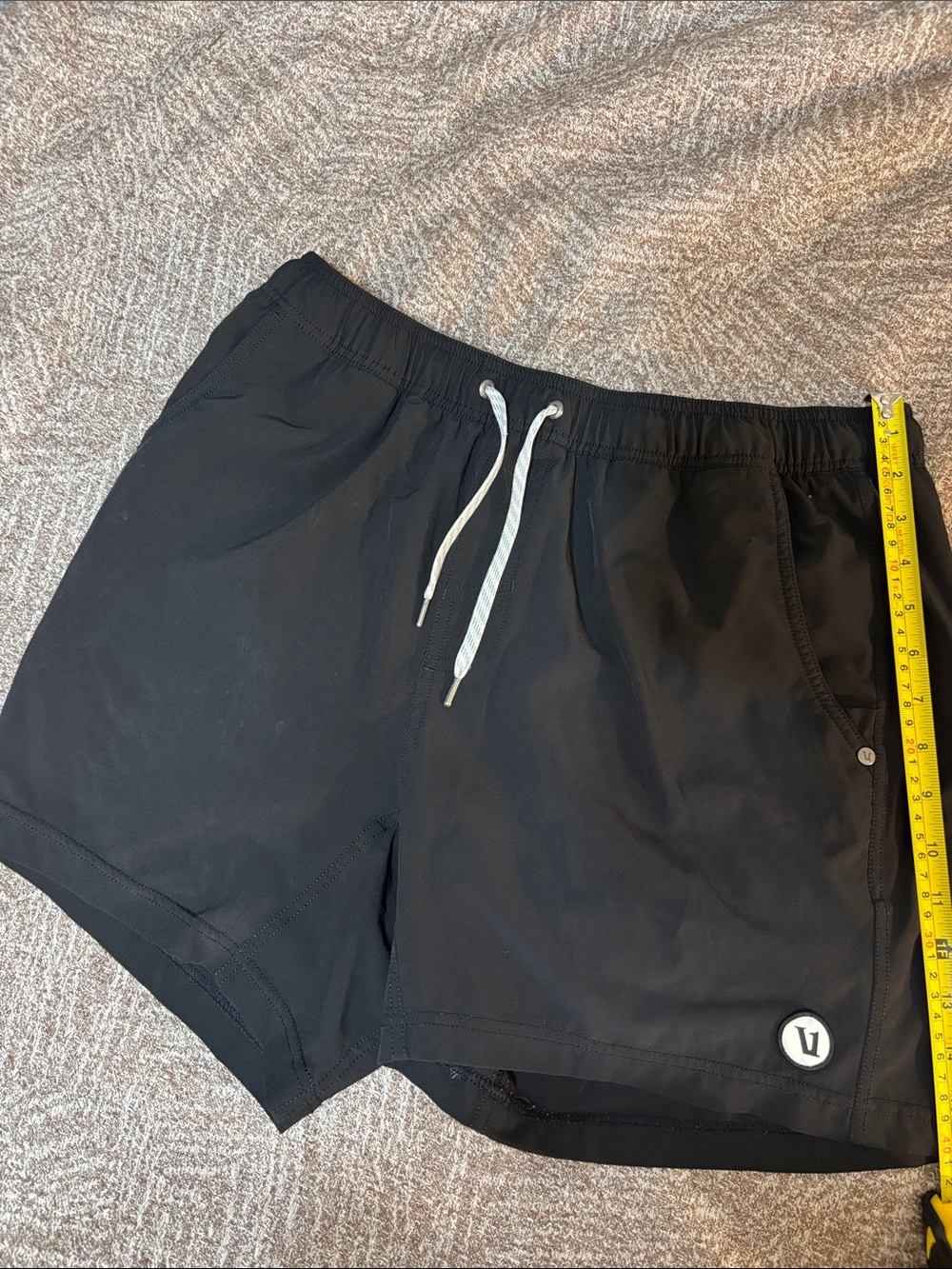 Vuori Black Athletic Shorts with Light Gray Drawstring - Picture 12 of 12